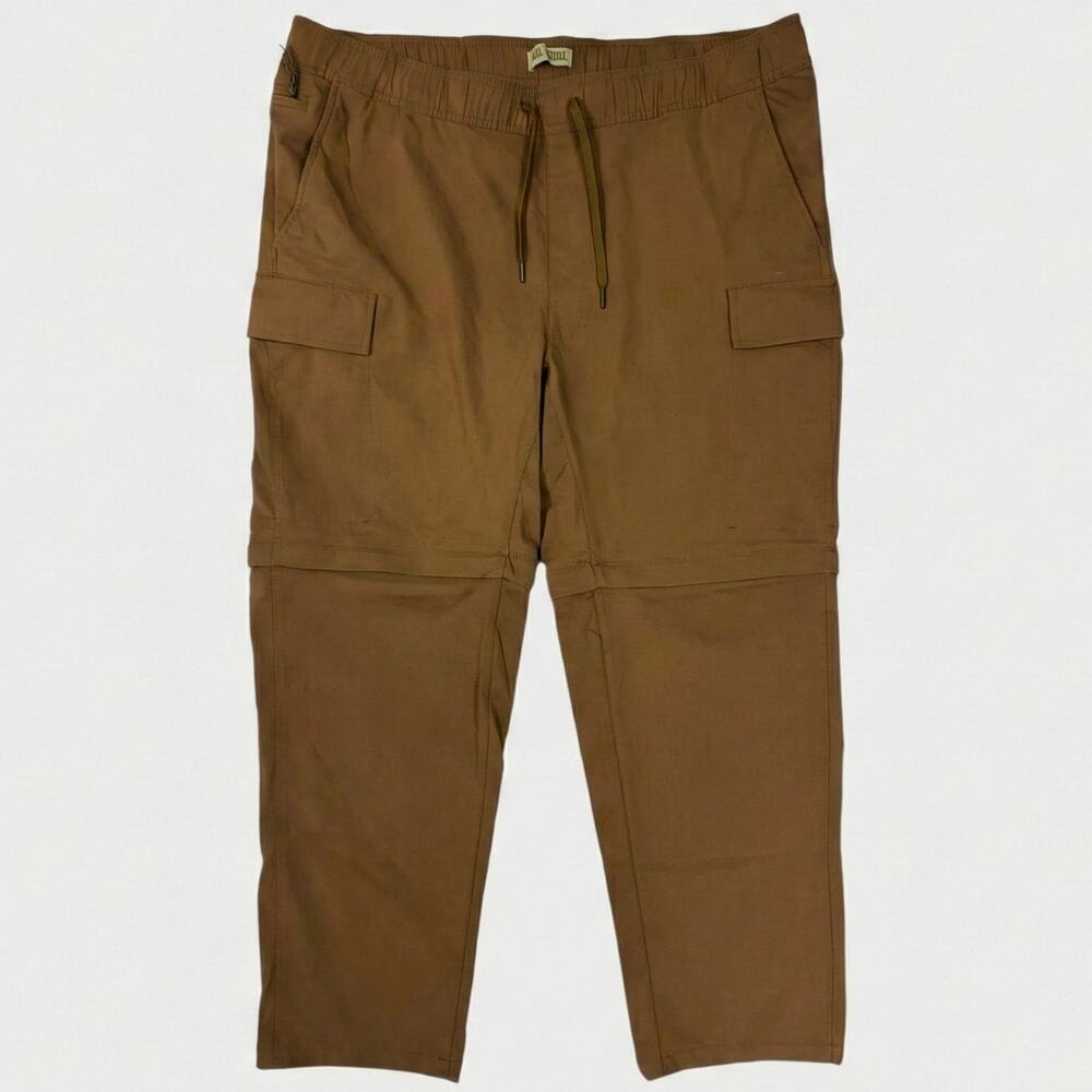 Lake & Trail Mens XXL Cargo Convertible Zip Off Pants Nylon Spandex Brown